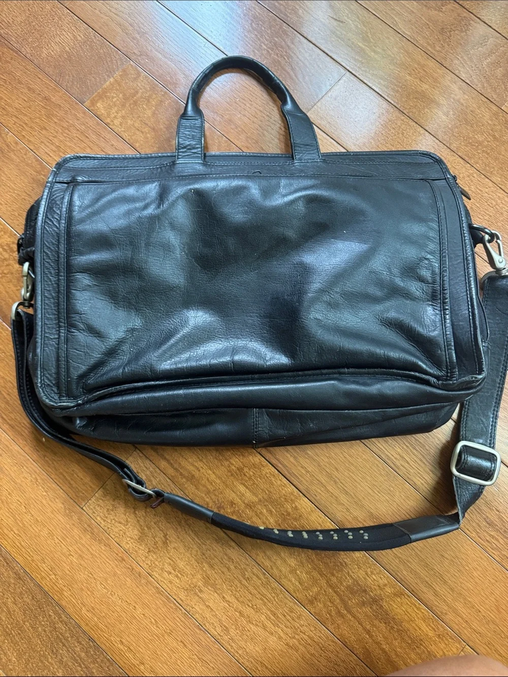 Black Leather Briefcase Shoulder Bag